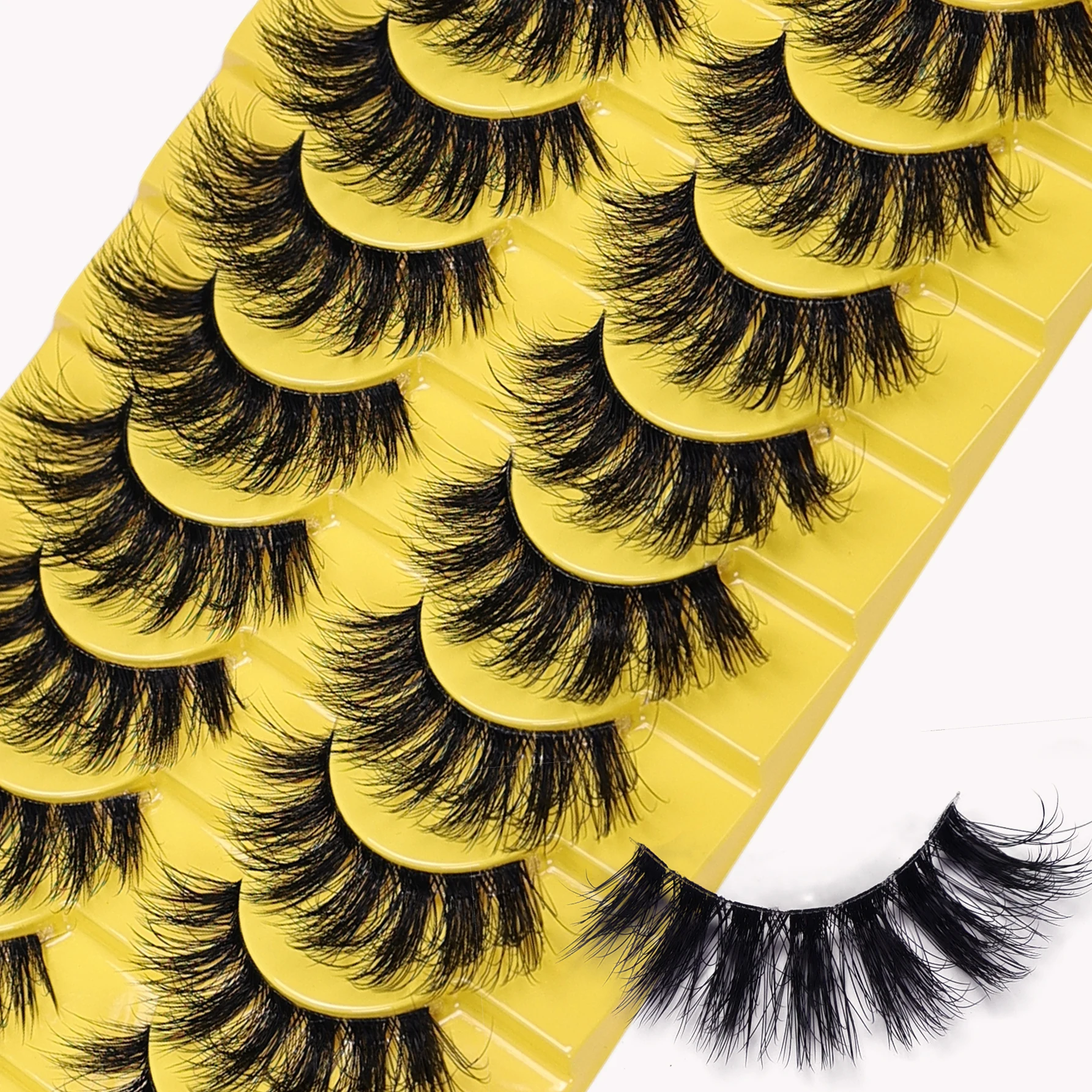 10 Paar flauschige 3D-Wimpern für dramatische künstliche Wimpern, unordentliche falsche Wimpern, flauschige dicke Wimpern