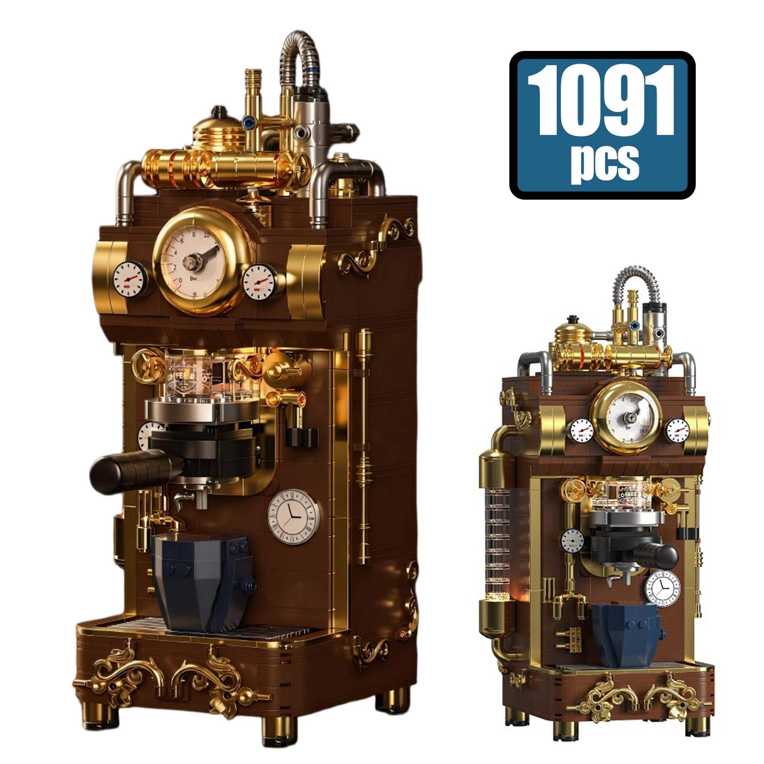 Small Appliances - 1091PCS MOC Creative Vintage Steam Coffee
