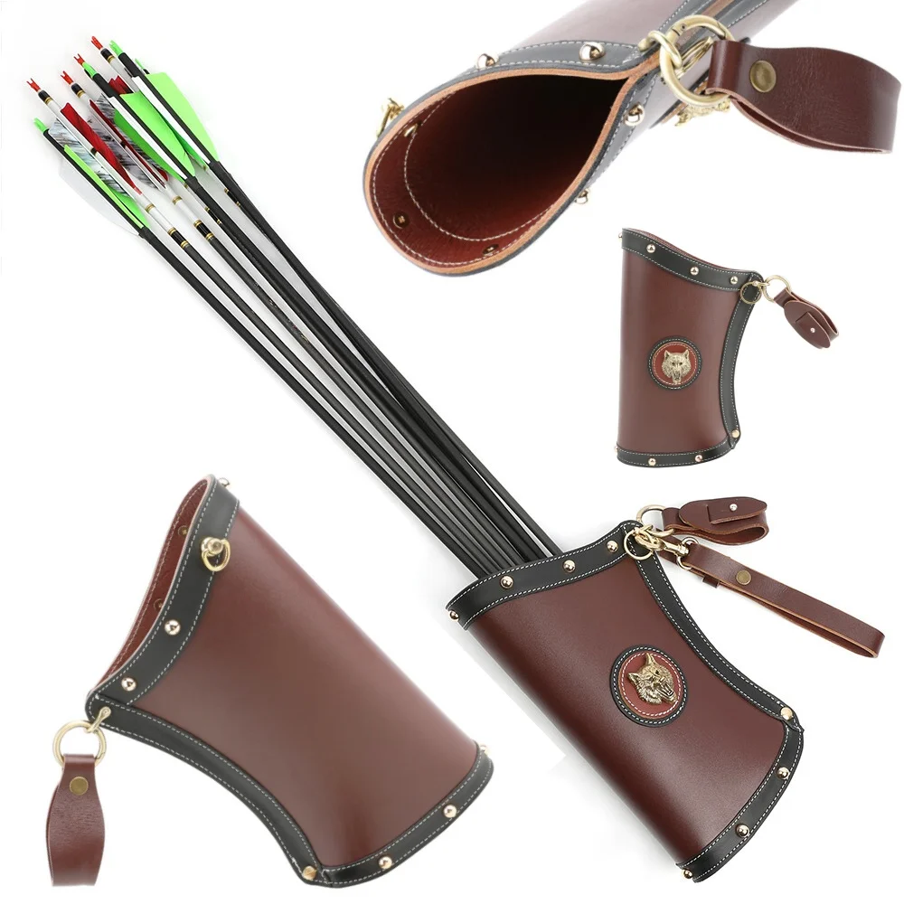 

Cowhide Arrow Quiver Large Capacity Arrow Holder Portable Waist Carry Compound Recurve Bow Archery Hunting Shooting Arrow Bag