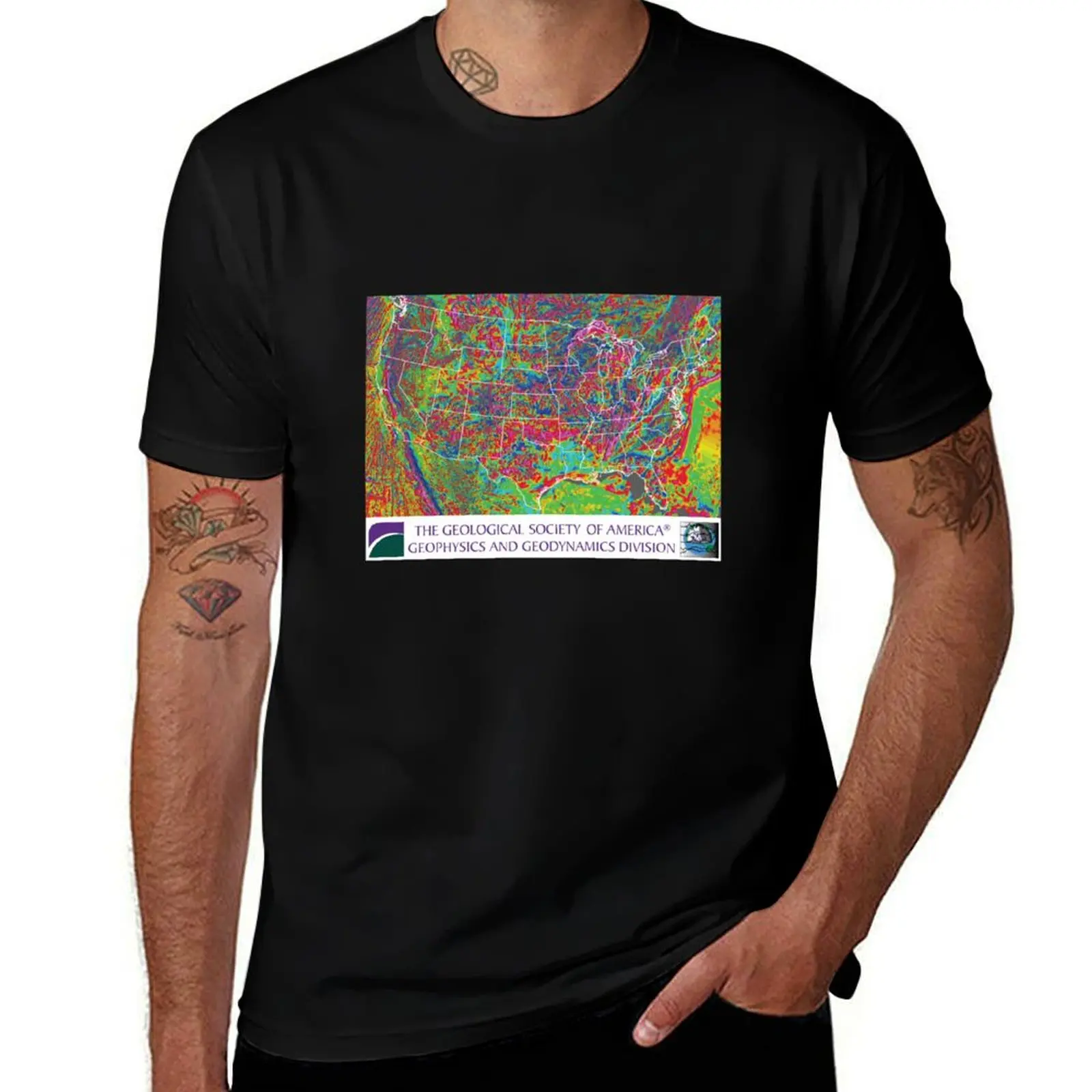 Magnetic anomaly map T-Shirt Urban Casual Loose Fit Tee T-Shirt