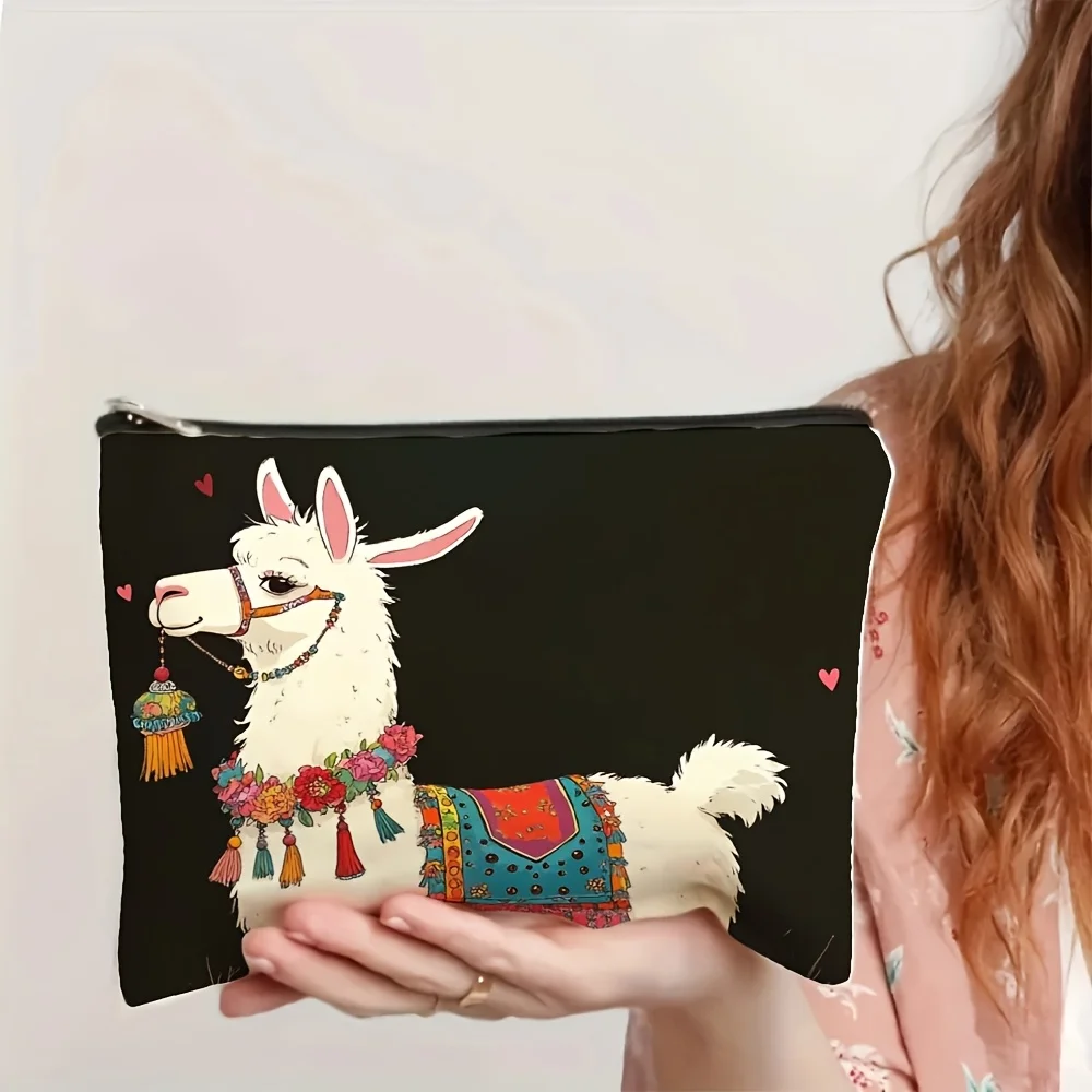 A Alpaca design makeup bag - cute multifunctional zipper pouch, jewelry storage bag, perfect travel zipper small storage pouch.