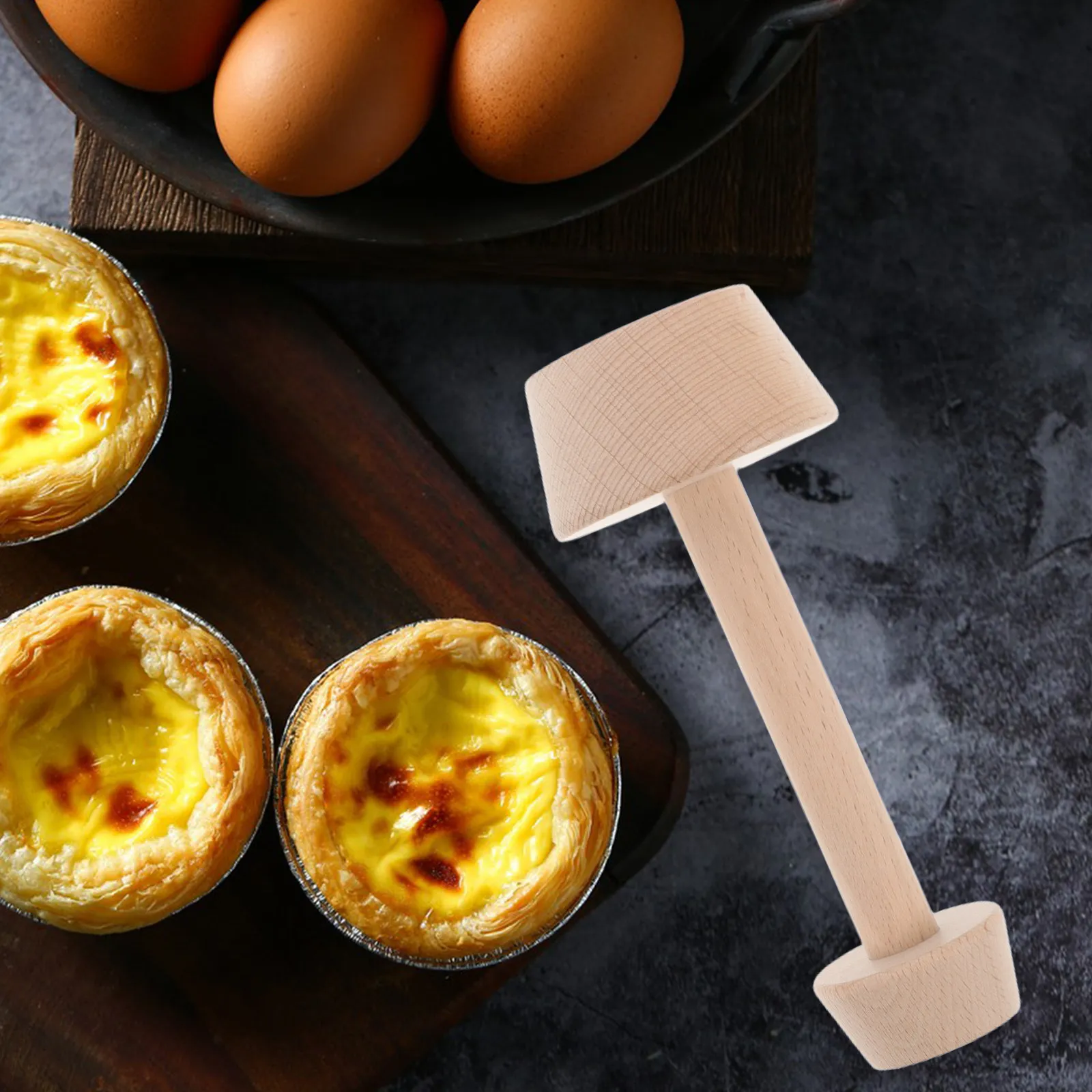 2Pcs Wooden Egg Tart Mold Double Sided Tart Tamper Set for Mini Muffin Pan Baking Pastry Presser Shaper Kitchen Gadget