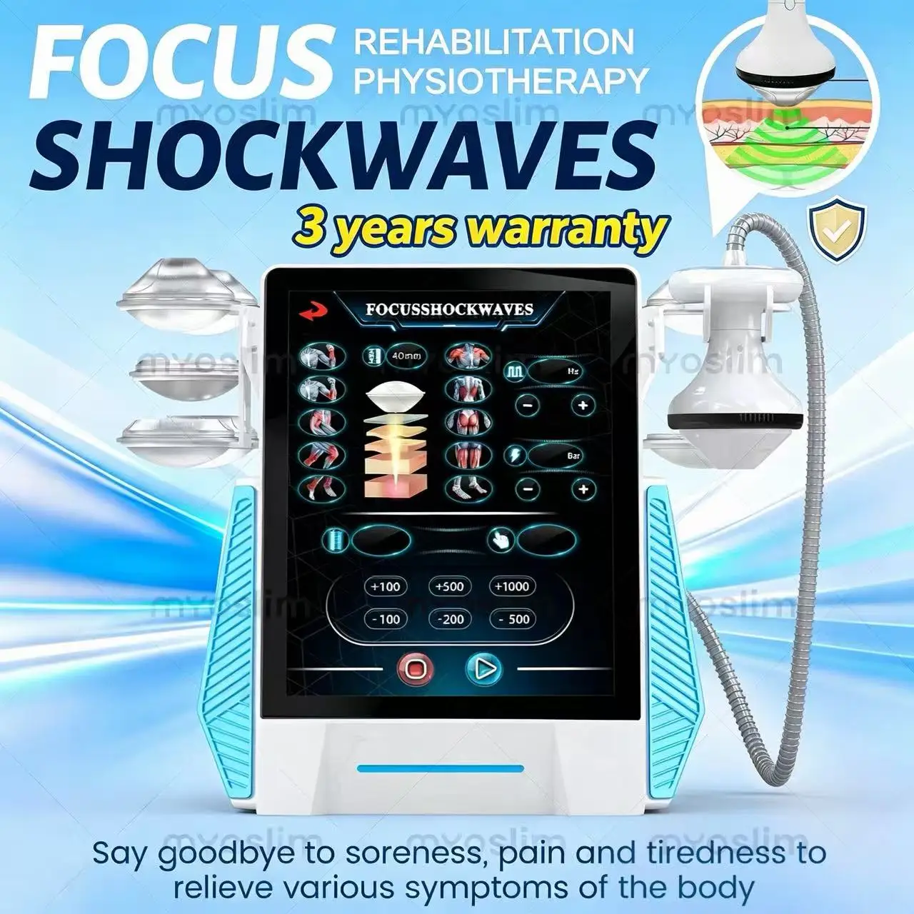 High Quality New Eswt Focus Shock Wave Therapy Machine Targeted Joint Shockwave for Pain Relief Physical Therapy
