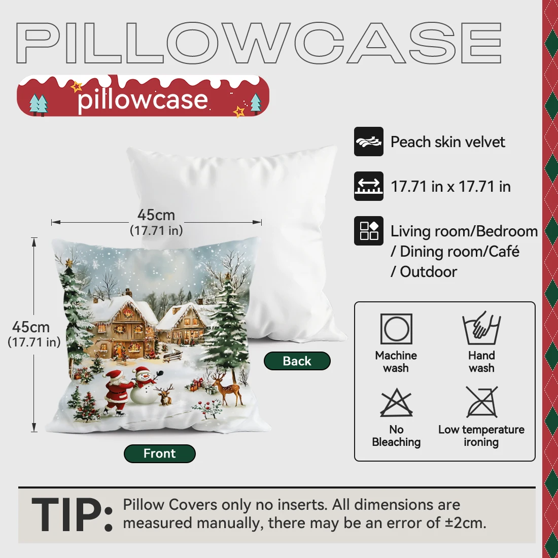 

Christmas Winter Snow Pillowcase Printed Polyester 45x45cm Throw Pillowcover Decorative Sofa Cushion Pillowslip Home Decor