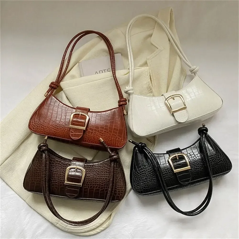 FD05     Women Stylish  Leather Sling Bag Solid Color Shoulder Bag Underarm Bag Fashionable Portable Large