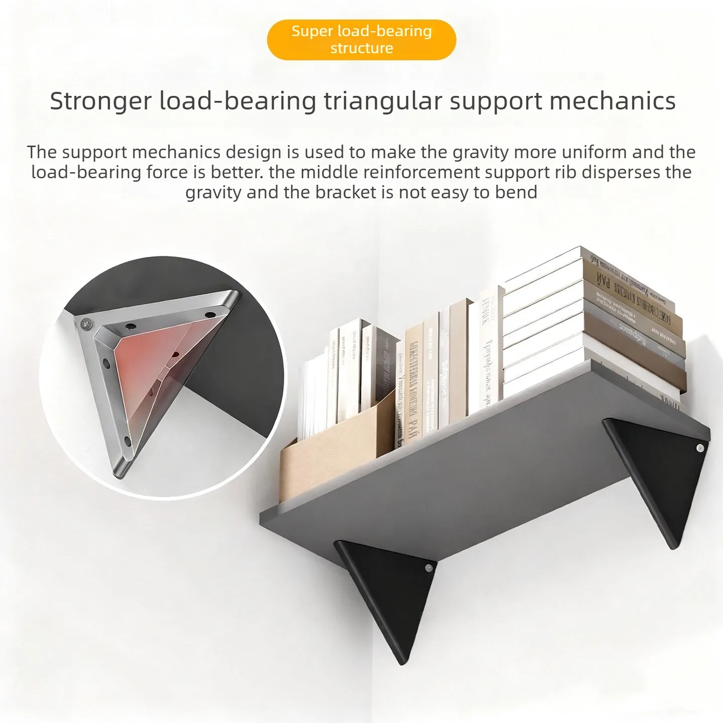 2Pcs Aluminum Alloy Triangular Bracket Wall Mounted Shelf Partition Load-Bearing Right Angle Fixed Layer Board Support