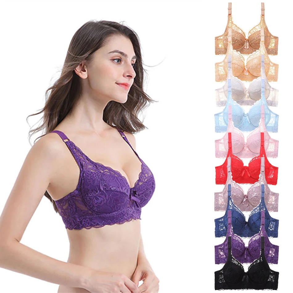 Women Thin Underwear Training Bra with Underwire Solid Color Gathering Adjustable Comfortable Women Lace Bra B C D Cup Lace Bras