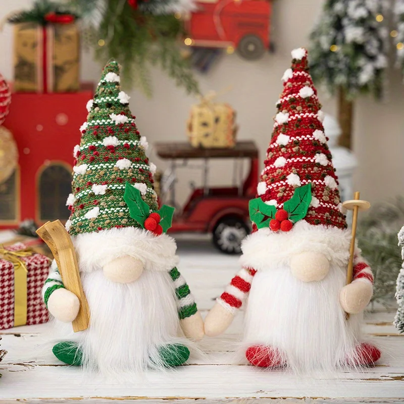 Christmas Decoration Supplies American Country Knitting with Light Doll Glow Rudolph Gnome Scene Holiday Decoration Battery Free