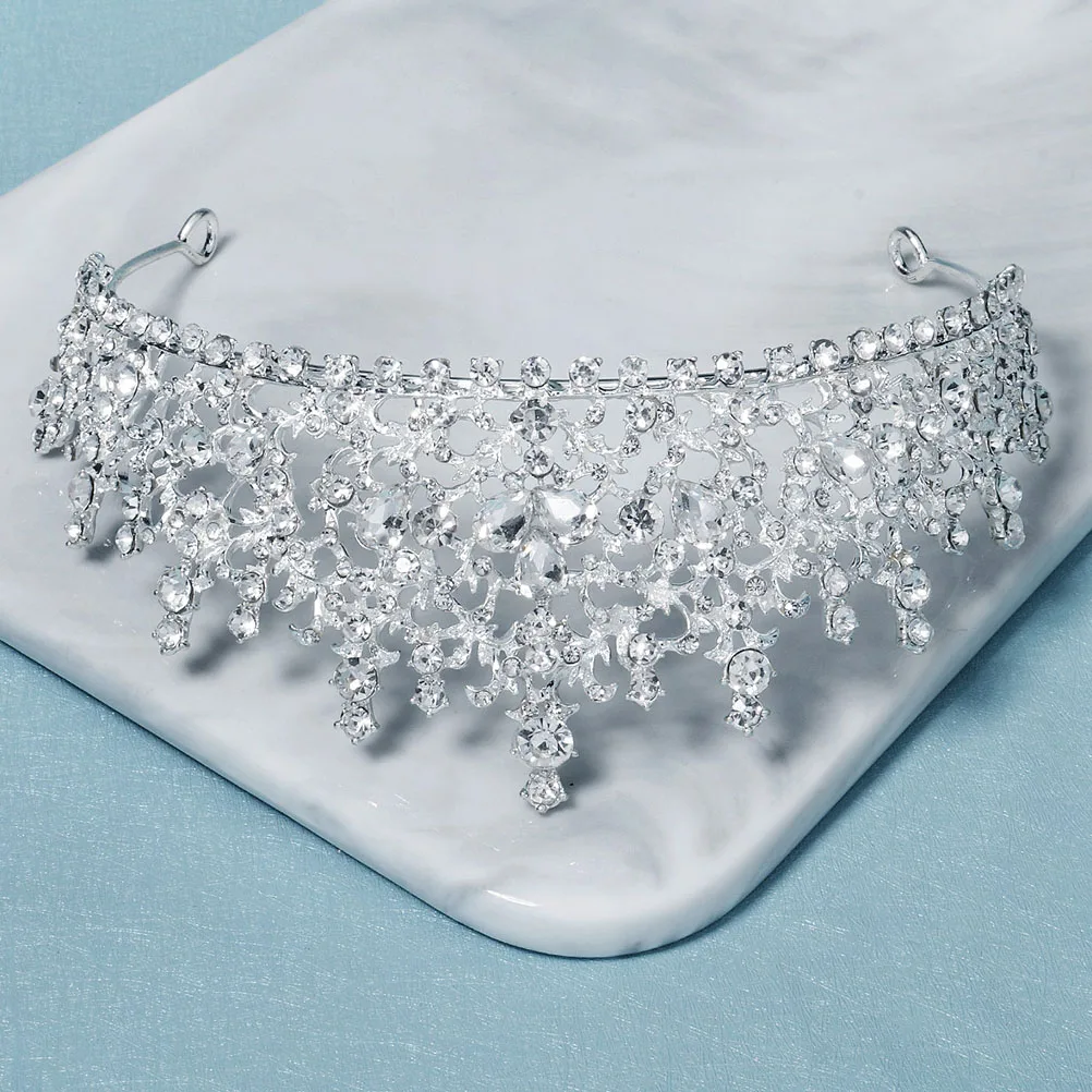 

Rhinestone Wedding Headdress Bridal Tiara Girl Crown Elegant Headwear Decorative Party Crown Long Lasting Premium Materials