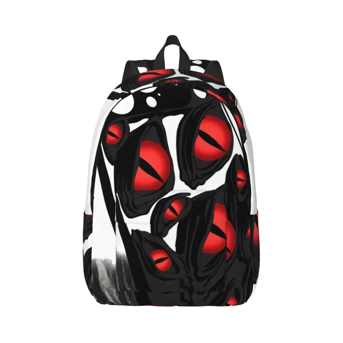 Cool Skull Student Backpack Center Red Eyes Gothic Graphic Obsidian Black Glowing Red Edgy Daypack for School Work Weekend Gift
