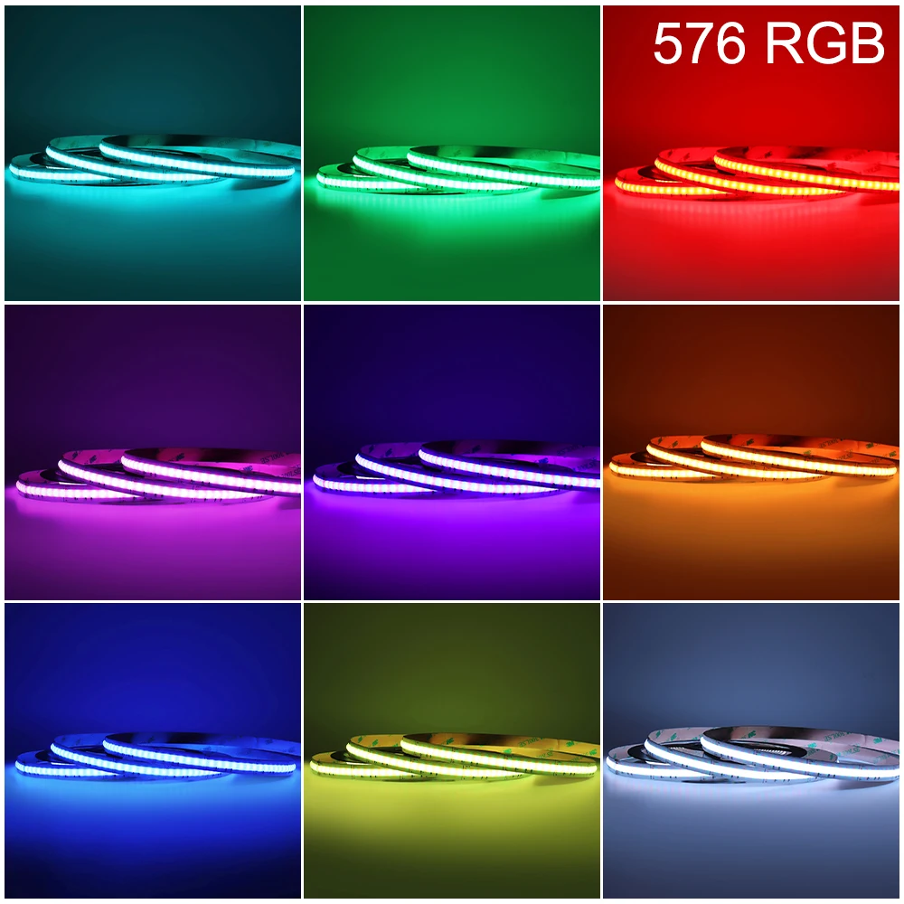 Imagem -02 - Flexível e Flexível Rgb Led Strip Lights Cob Ribbon Lamp Rgbw Cob Led Stripe Fita de Decoração para Decoração do Quarto 24v