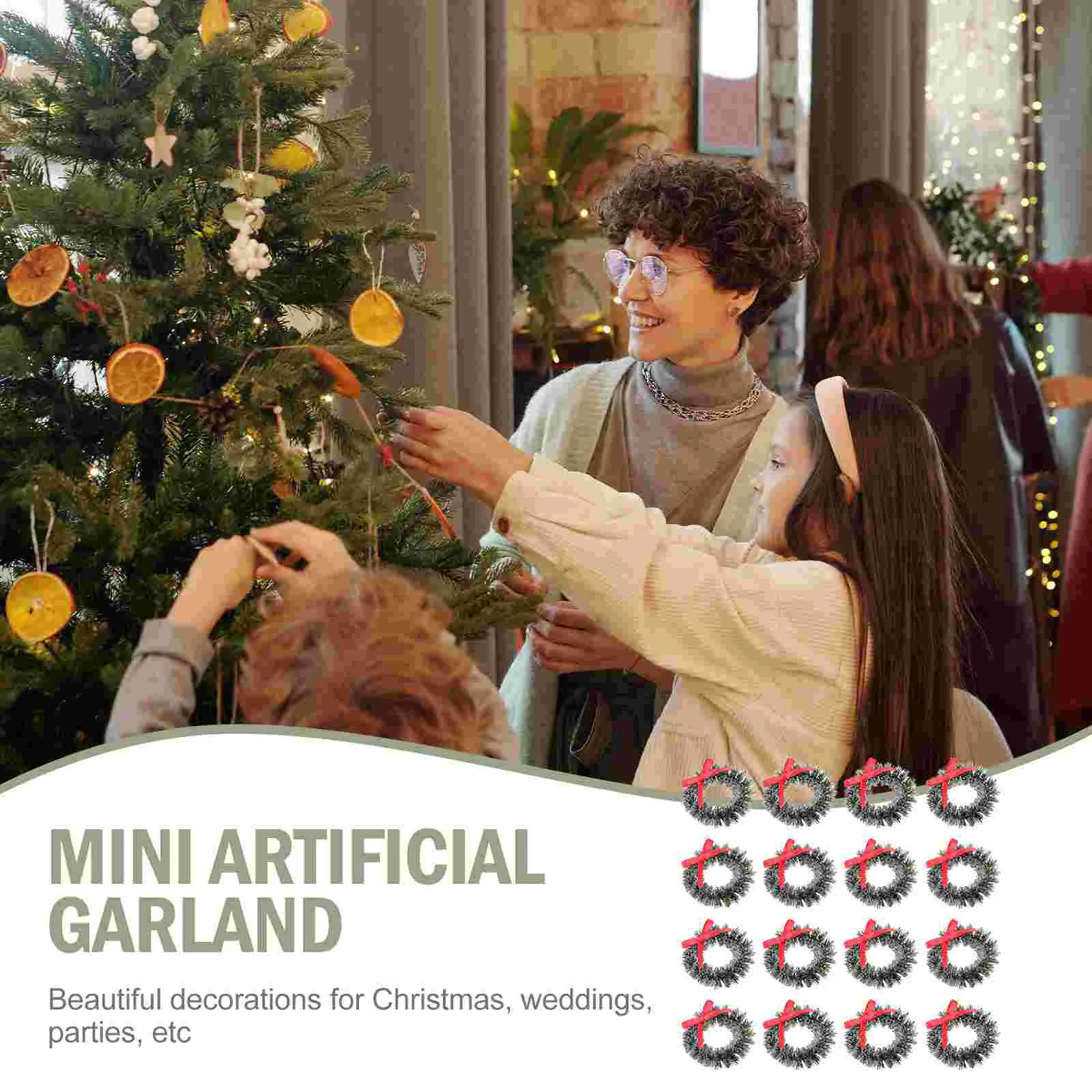 20 pezzi di ghirlande natalizie per decorazioni per la casa, ghirlande verdi retrò, mini simulazione, papillon per la casa