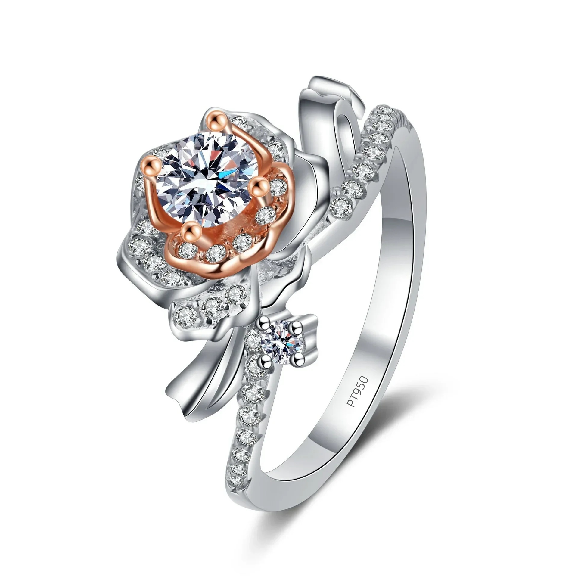 18K White Gold Luxury Rings for Women Child Rose Gold Platinum Pt950 0.5 Carat Moissanite Diamond Ring Wedding Fine Jewelry