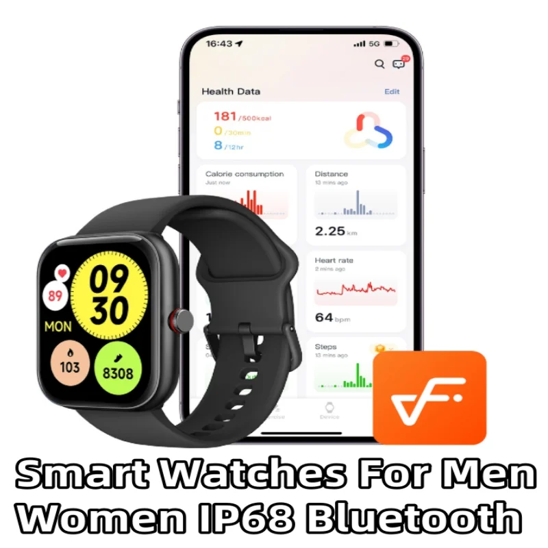 New IDW20 Men's and Women's Bluetooth Talking Smartwatch IP68 Waterproof Sports Fitness Sleep Monitoring Information Display