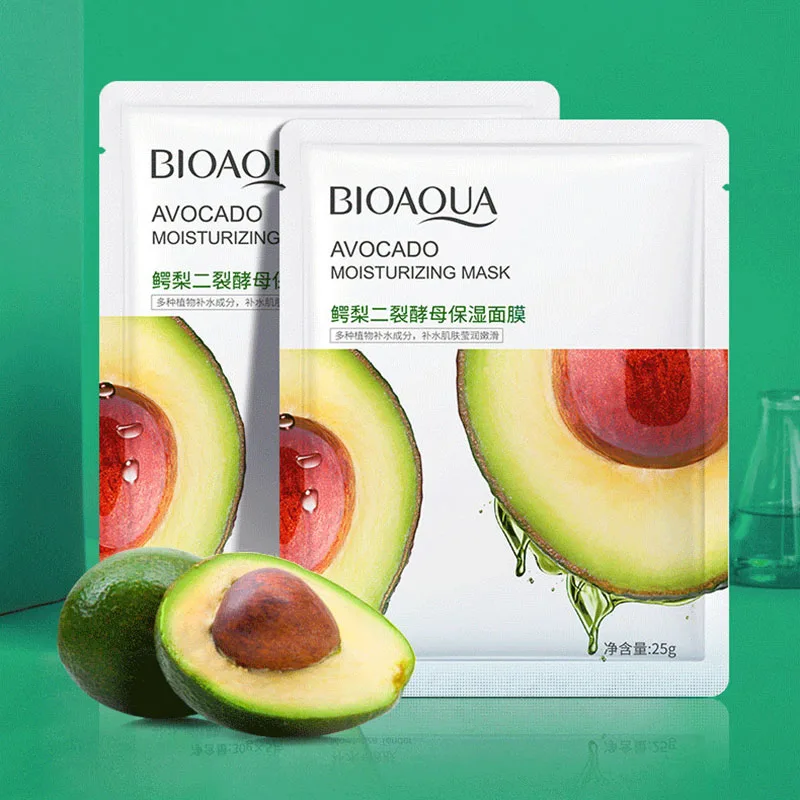 BIOAQUA Plant Facial Mask Moisturize Cucumber Blueberry Aloe Vera Seaweed Bilobed Yeast Hyaluronic Acid Niacinamide Facial Mask