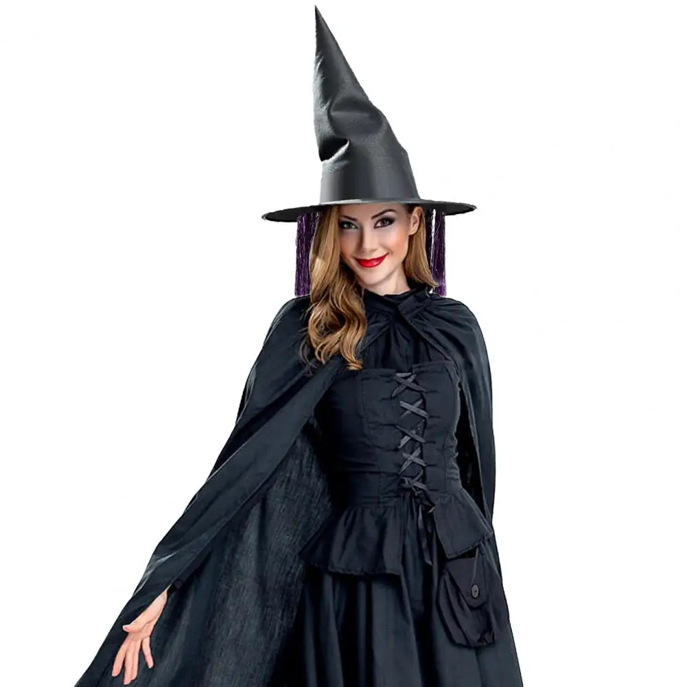 

Comfortable Witch Hat Dark Mysterious Witch Hat with Tassel Decoration for Women Oxford Cloth Cosplay Party for Halloween