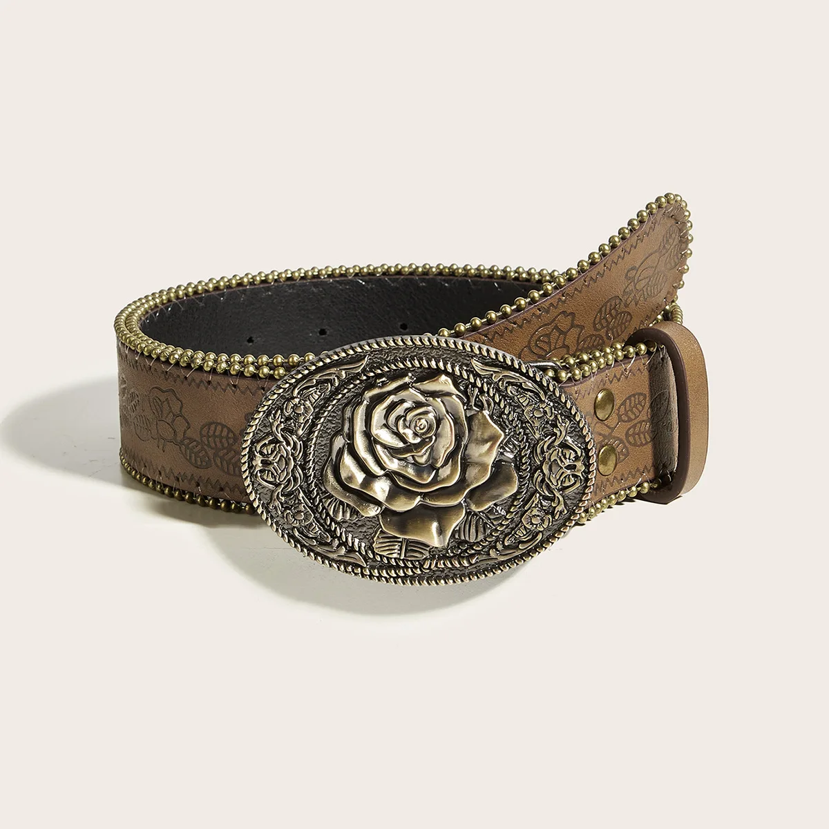 Ladies Clothing Accessories Flower Pattern Popular Belt New Trend Fashion Personality Youth Punk Snap Buckle Casual Pants