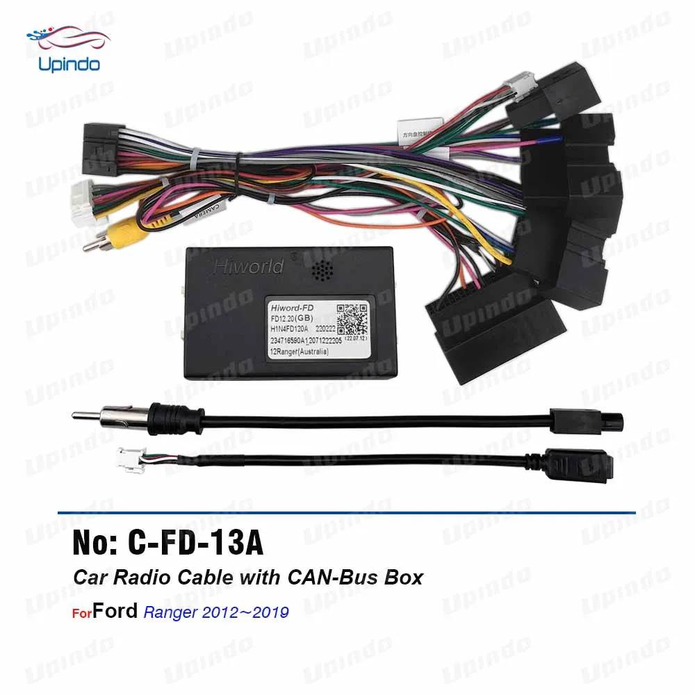 Car Radio Cable Android Head unit Multimedia Player 16pin Power Wiring Harness Socket Connector with CAN Bus for Ford Ranger