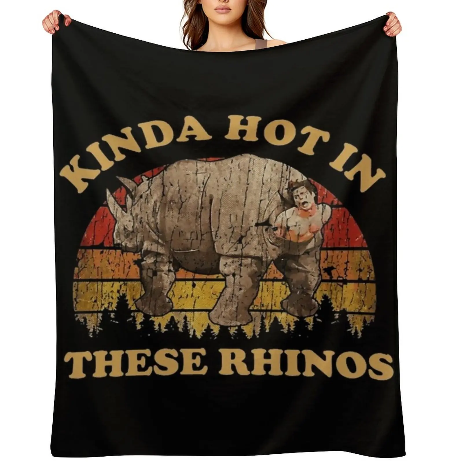 

KINDA HOT IN THESE RHINOS EXCLUSIVE ART Throw Blanket Blankets For Sofas Flannel Fabric decorative Giant Sofa Blankets