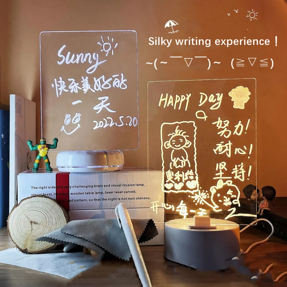 Led Night Light Note Board Rewritable Message Board with Warm Soft Light USB Power Night Lamp Holiday Gift For ChildrenCreative