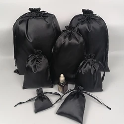 60p Black high quality smooth storage bag dust bag bundle Drawstring bag environmental protection storage bag Silk satin cloth