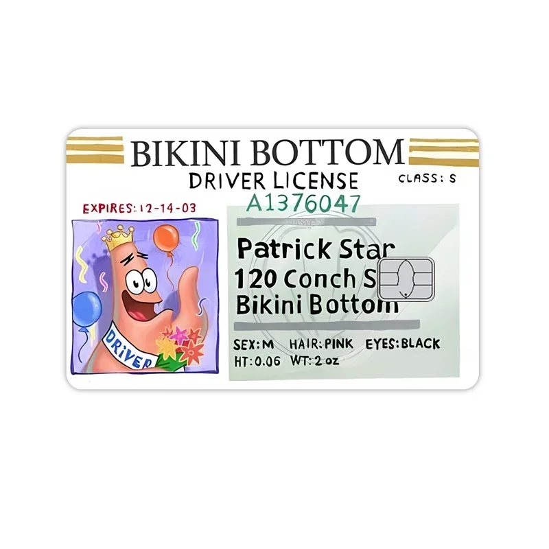 Name Spongebob Karten-Aufkleber DIY Kawaii Deko Exquisite Bankkarten Schüler-Lernmaterialien Aufkleber Dokumenten-Patches Geburtstagsgeschenk
