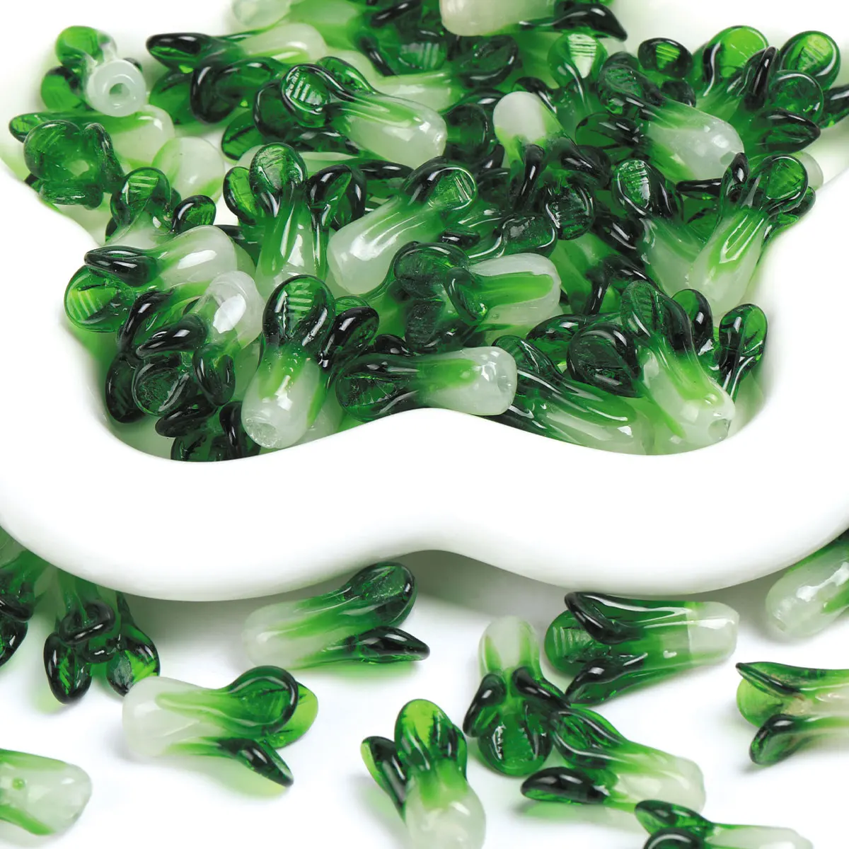 4pcs/8pcs/12pcs Chinese Cabbage Glaze Glass Beads For Jewelry Making DIY Loose Spacer Beads For Bracelets Necklace Key 