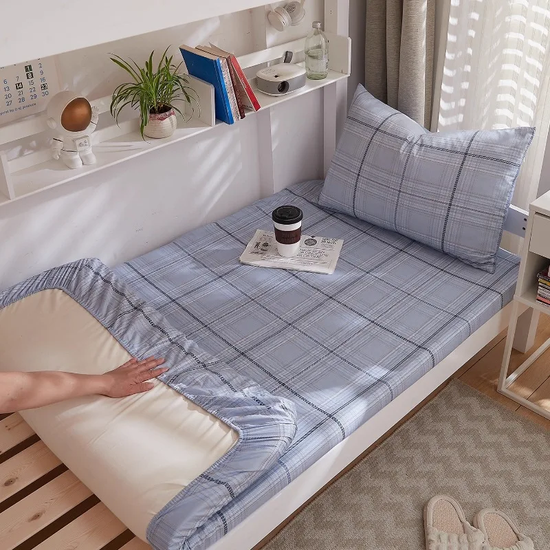 2025 new pure cotton fitted sheet single piece cartoon cotton mattress cover student dormitory single printed fitted sheet