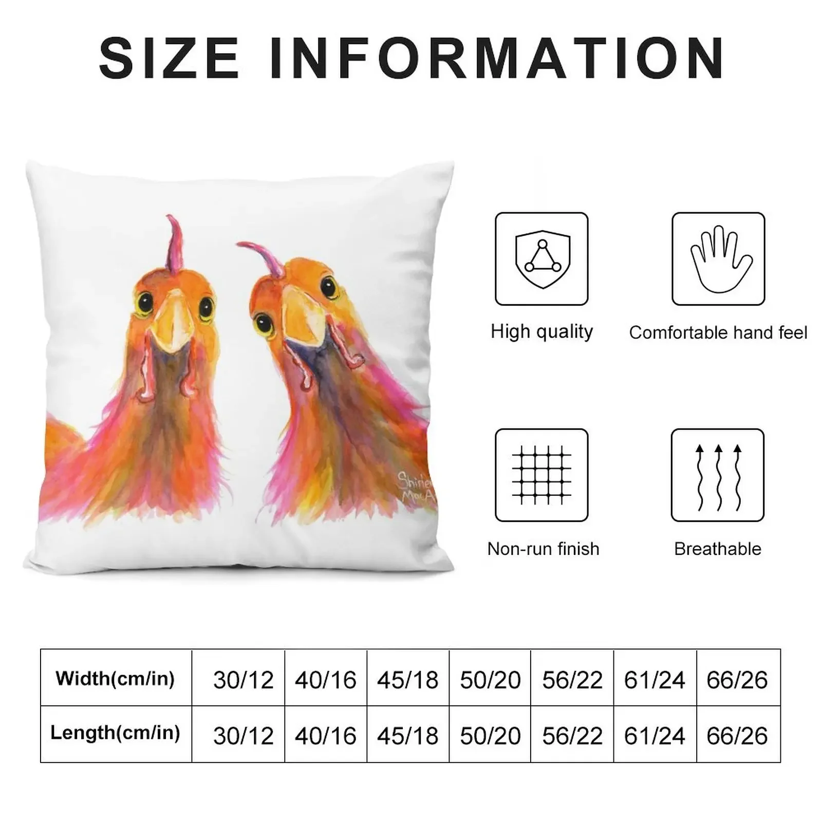 Hens Chickens PRiNT ' HARRIET & HUMBUG 2 ' by Shirley MacArthur Throw Pillow Pillowcases Bed Cushions Couch Cushions pillow