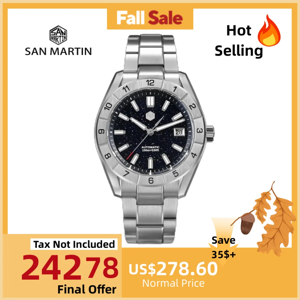 

San Martin 42mm Gemstone Dial NH35 Watch For Men Self Winding Sapphire BGW-X1 Lume 10Bar Swim reloj hombre SN0130B