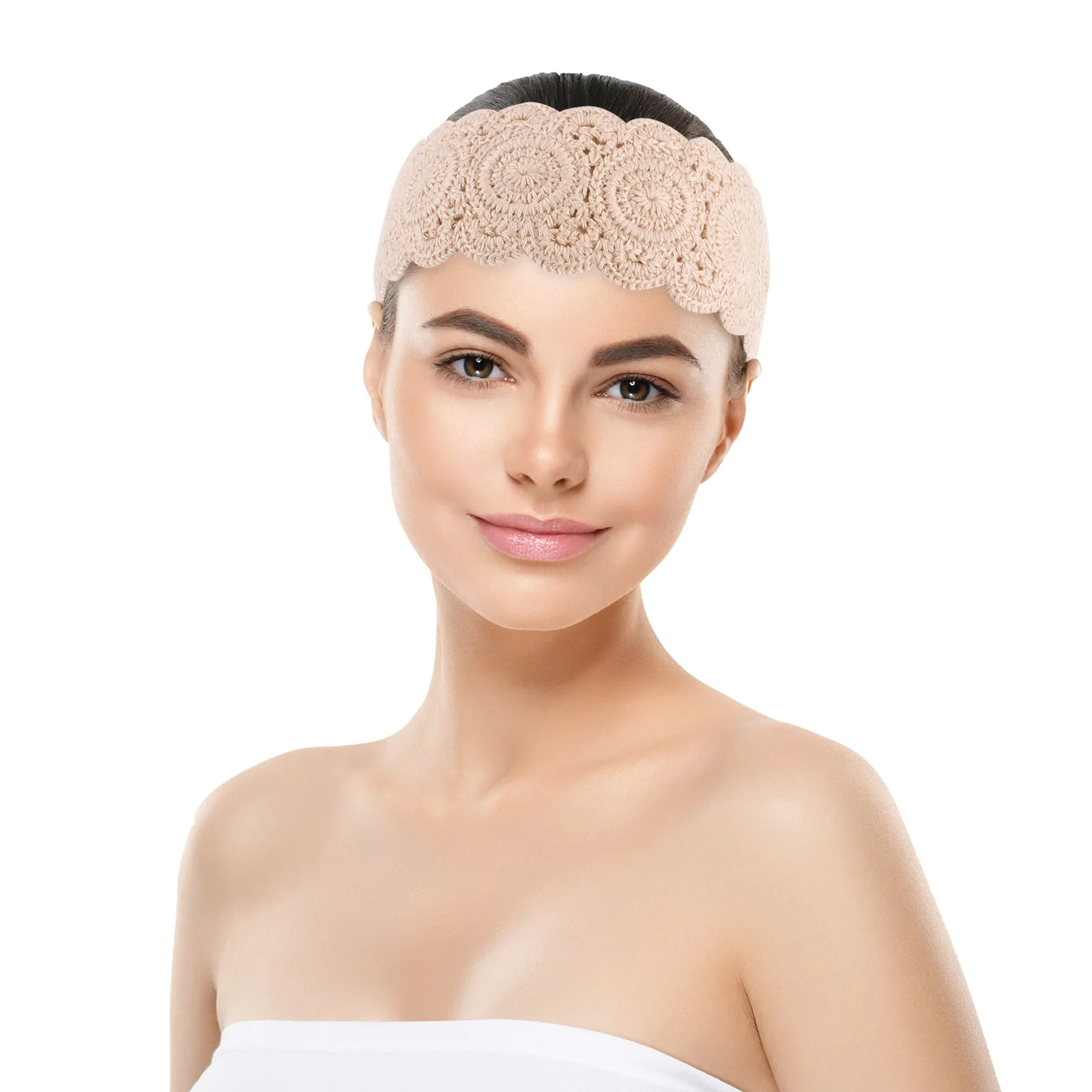 

Wide Headband Women Spring Summer Knitted Lace Crochet Bandana Hair Wrap Vintage Floral Cotton Hair Accessories