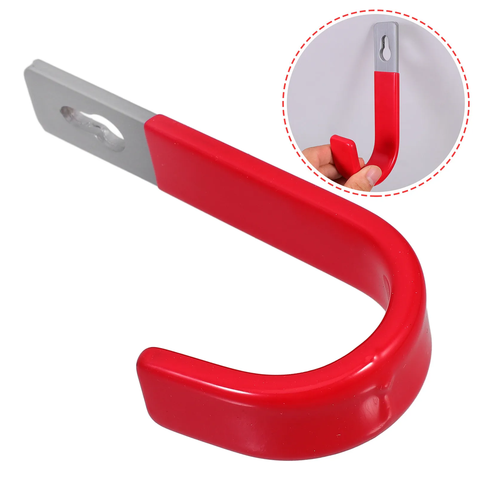 1Set Heavy Duty Garage Hook Wall Mounted Storage Hook for Bicycles Hoses Shovels Extension Ladders Iron with Anti-Slip PVC