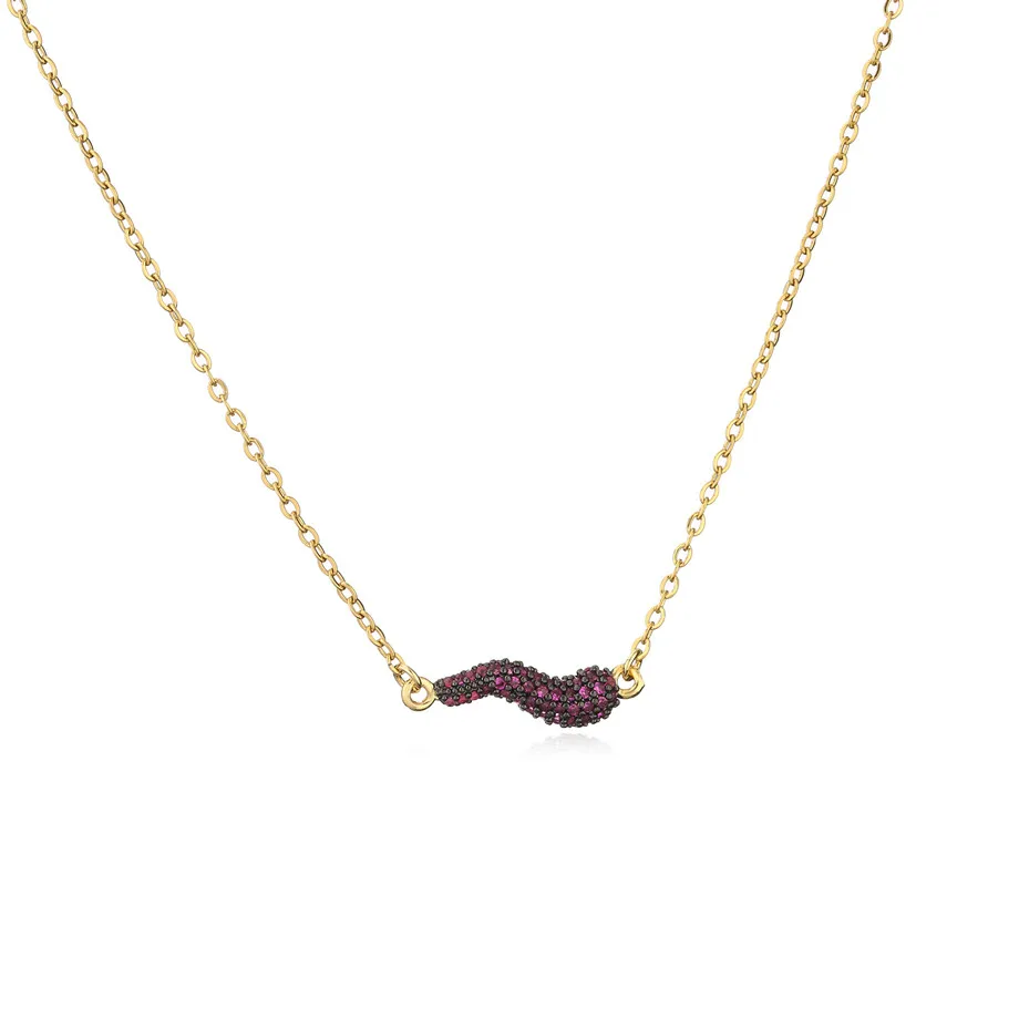 New necklace for women, plated with 18k gold, colored crystal, zircon, chili pepper, trendy fashion, jewelry, couple gift