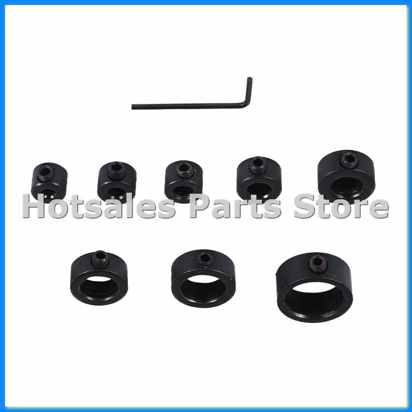 Drill Stop Bit Collar Set, 9PCS Adjustable Drill Depth Stop Collar Limit Ring with Carbon Steel Set for Drill Bits-ABVM