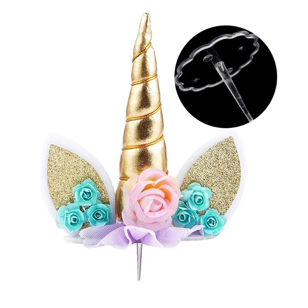 Unicorn Cake Topper Unicorn Birthday Party Supplies Cake Topper Decorations for Girls First Birthday Cake Topper with Eyelashes