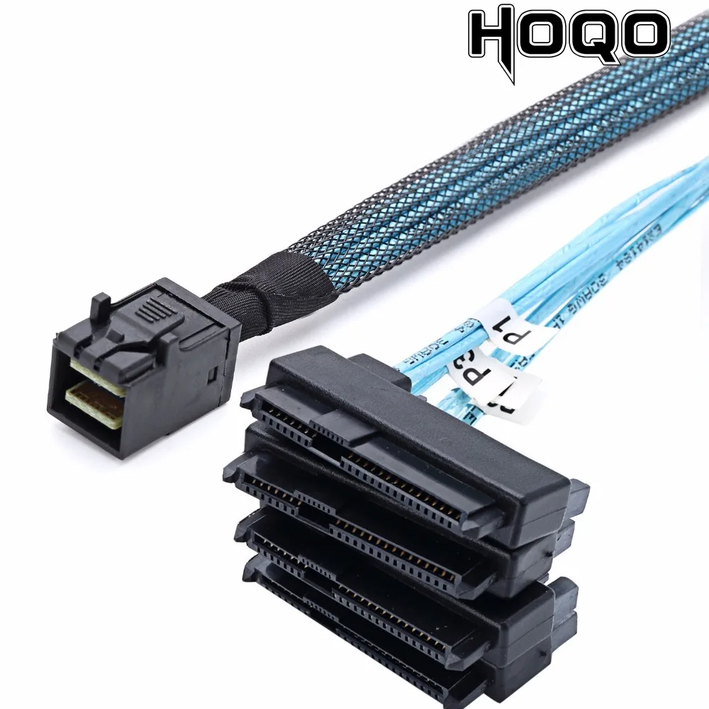 

10PCS SAS SATA Cable SFF-8643 To 4 SFF-8482 Internal Mini SAS to 4*SFF8482 connector with 15pin Power Port Hard Drive Splitter