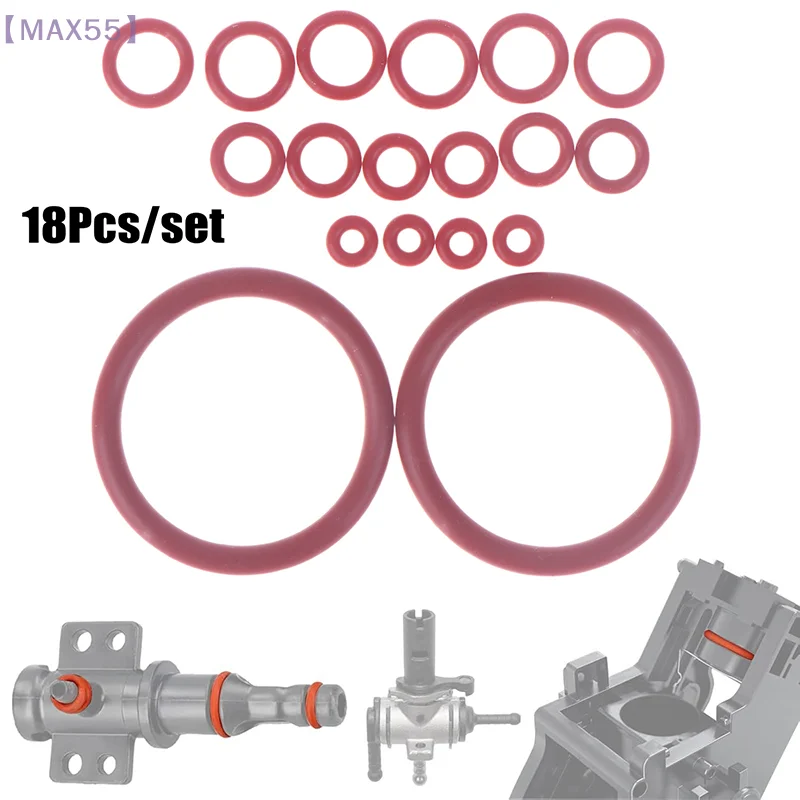 【MAX-55】Kit de sellado de junta tórica de 18 Uds junta de silicona para máquina de café Saeco Gaggia Spidem grupo de elaboración accesorios de conector de boquilla