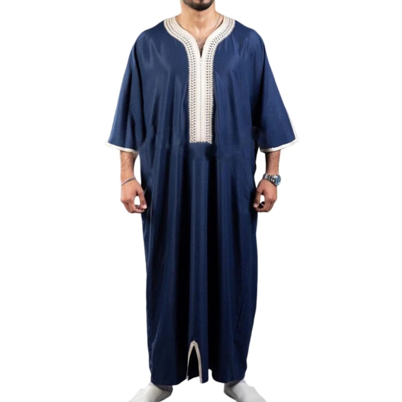 Middle East Jubba Thobe for Men Male Saudi Arab Caftans Islamic Kaftan Robe Arabic Clothing Traditional Muslim Clothing