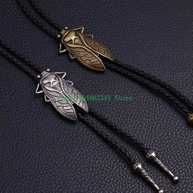 5asd chạm khắc Cicada Buckle Decor Bolo Tie cho nam nữ cô dâu vòng cổ đám cưới Western Cowboy Bolo Tie cho áo sơ mi