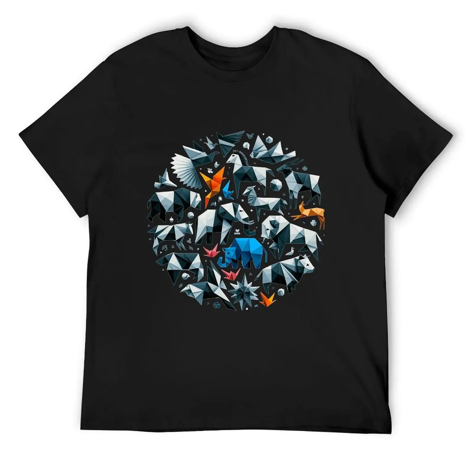 

Origami inspired animal pattern T-Shirt summer tops for a boy vintage plain white t shirts men
