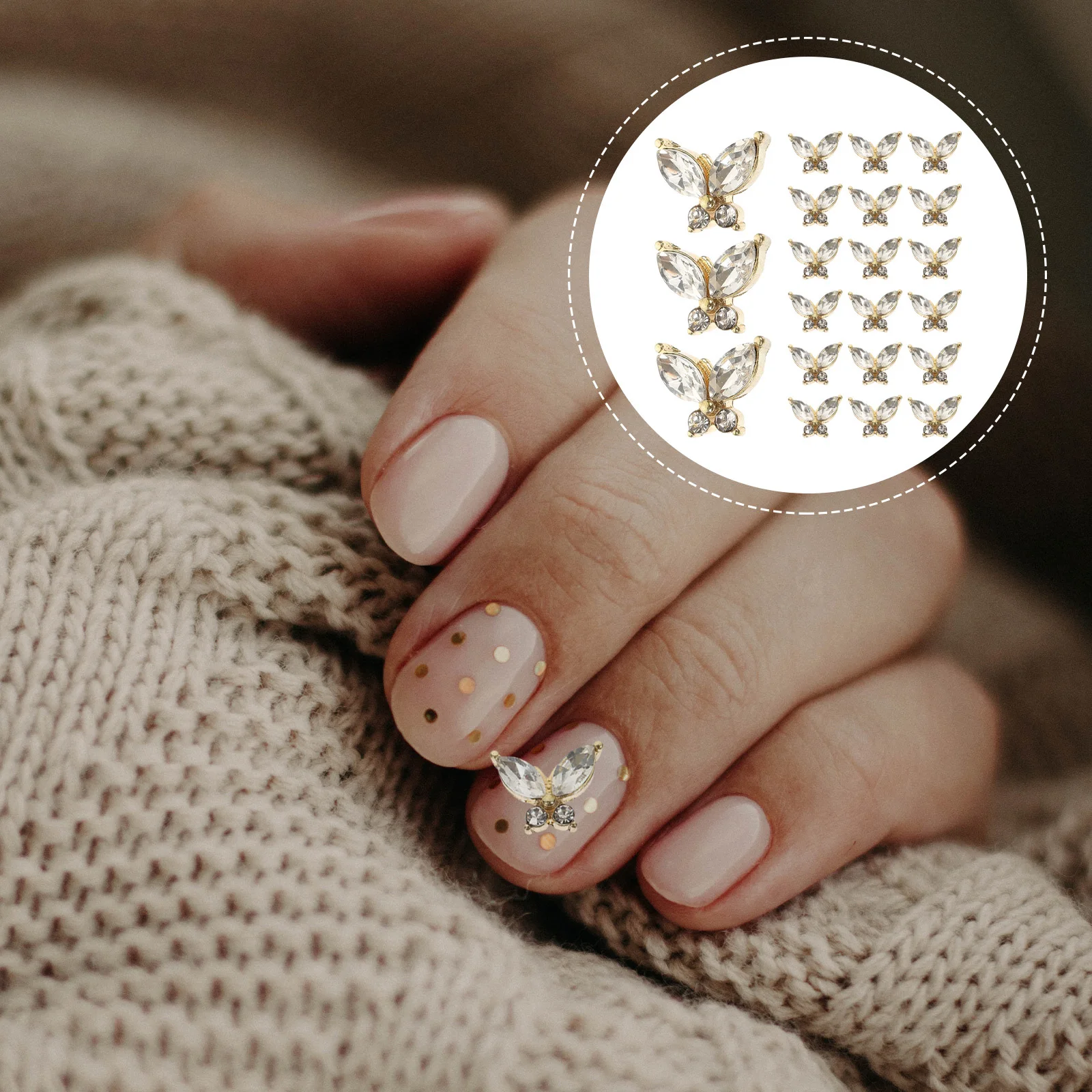 Breloques papillon en cristal pour Nail Art, petite taille, strass, gemmes, fournitures de manucure pour femmes, 20 pièces