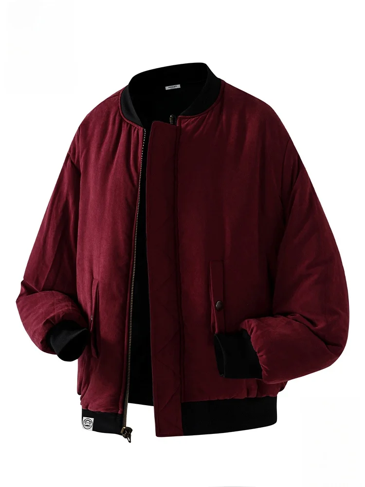 

PaulFrank Thiened Baseball Collar Cotton Jaet Men's Winter Warm Casual Outerwear Zipper Closure Long Sve Youth Faion