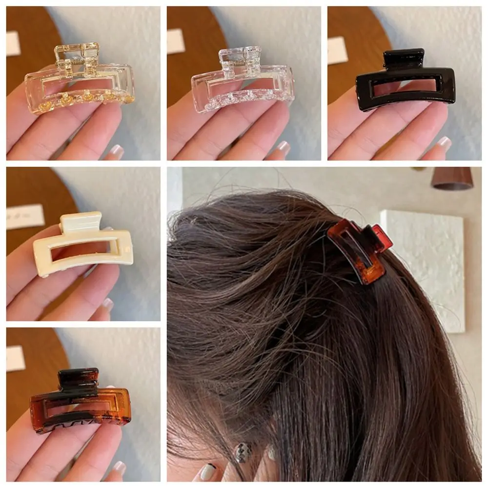 甘いプラスチック透明サメクリップ小さな韓国スタイルミニヘア爪長方形 Headwaer 中空ヘアクリップ毎日