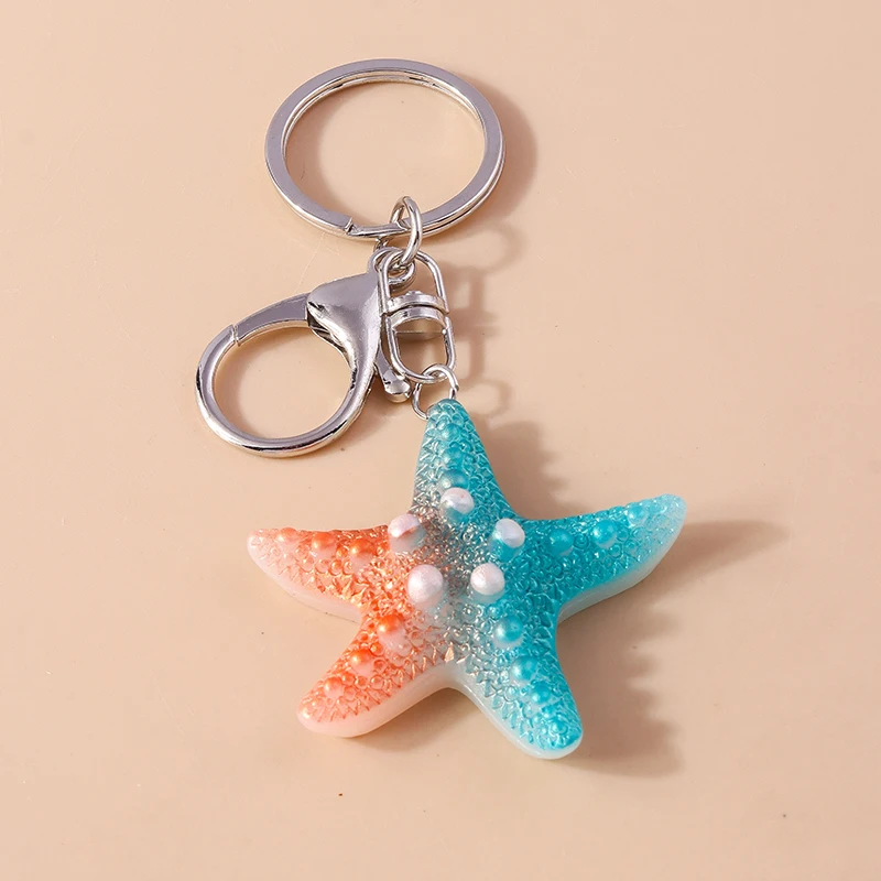 Colorful Marine Life Keychain Shell Mermaid Keyring Pendants for Car Key Holder Women Girl Handbag Decor Handmade Jewelry Gifts