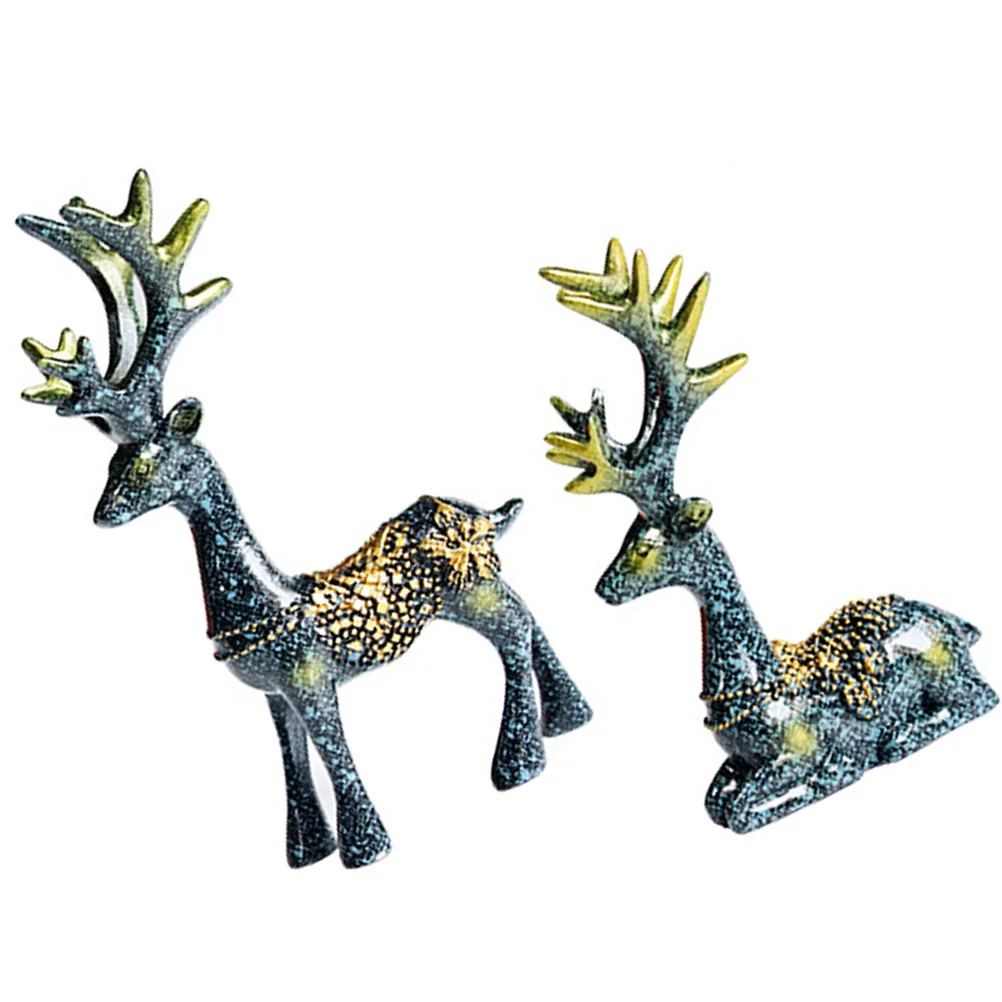 1 زوج الديكور الراتنج الأيائل مكتب منزلي زخرفة عيد الميلاد هدية الزخرفية الحرفية الدائمة تمثال غرفة المعيشة شرفة #3