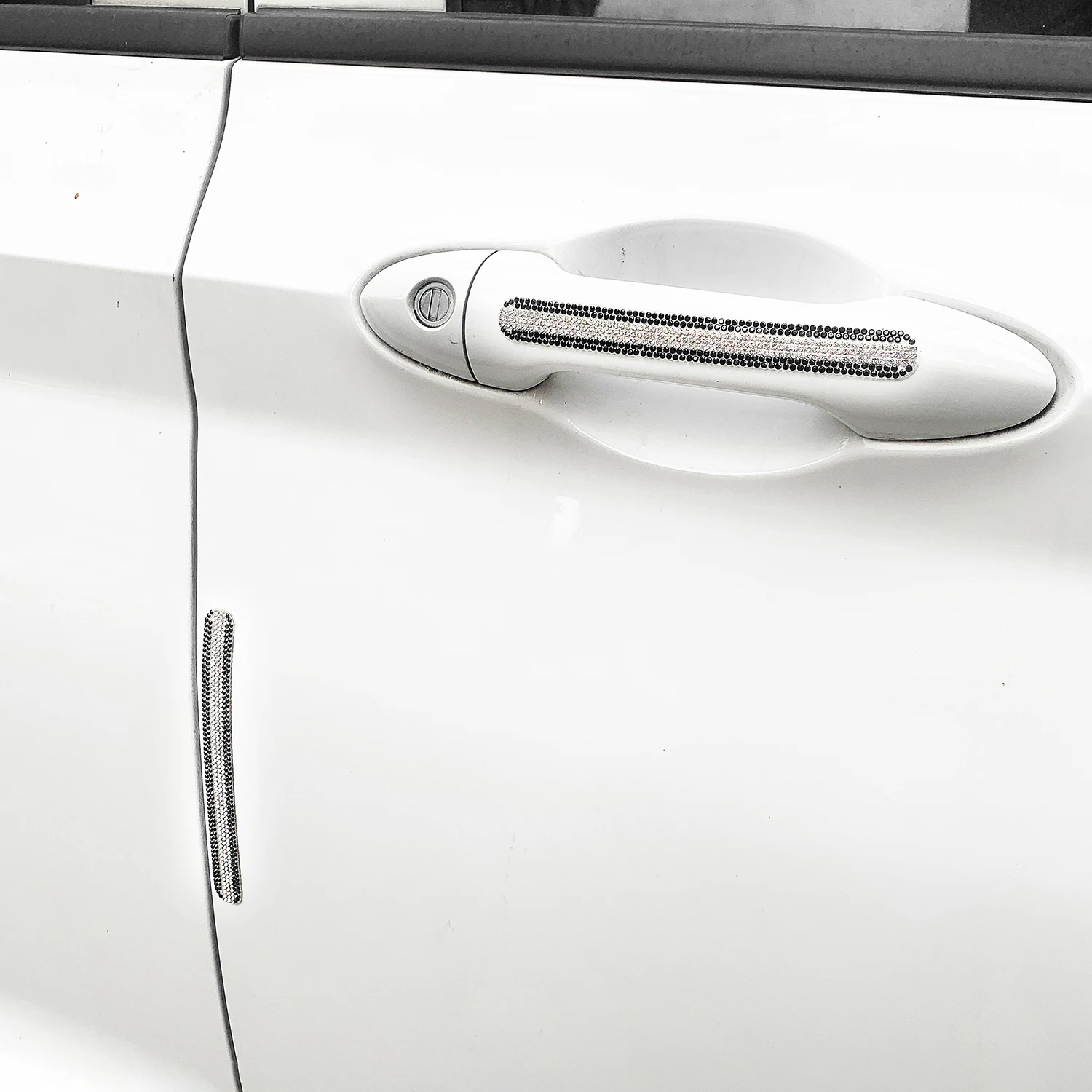 4pcs Beautiful Car Door Anti collision Decoration Sticker, Water Diamond Door Handle Sticker, Scratch Covering, Universal Scratc