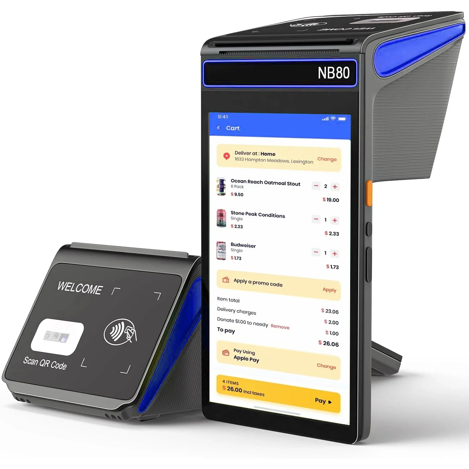 NORYOX NB80 Android POS Terminal 2D QR Barcode Scanner 6400mAh Battery 3GB+16GB POS for Online Mobile Takeaway Orders