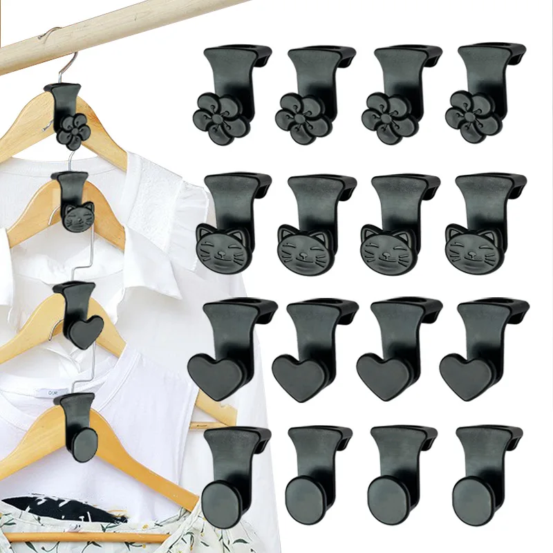 

New 10pcs Heart-shaped Hanger Connector Cartoon Clothes Hook Portable Hanger Holder for Wardrobe Organization hangers