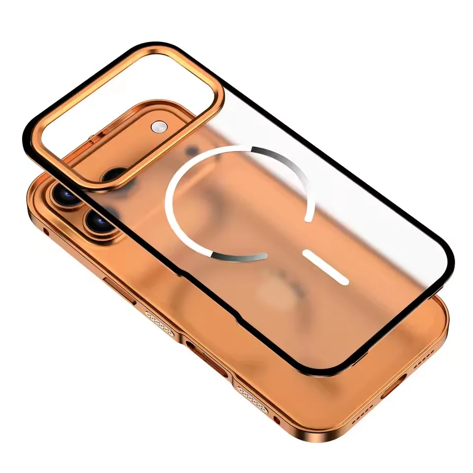 

For iPhone 17Pro 17ProMax 17Air Frosted Phone Case Metal Frame Removable For Magsafe Buckle Aluminum Alloy Lens Matte Back Cover