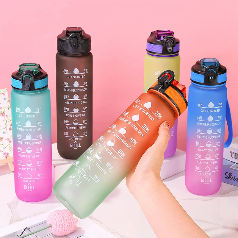 Garrafa de água esportiva à prova de vazamento sem BPA - Copo inquebrável portátil de alta qualidade para caminhadas, viagens, academia 1000ml